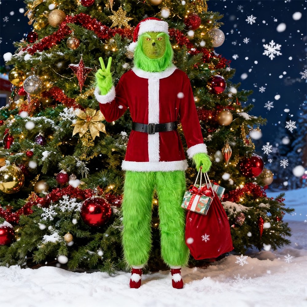 The Green Monster Costume Xmas Santa Grinch Cosplay Outfit Halloween Party  Dress | eBay