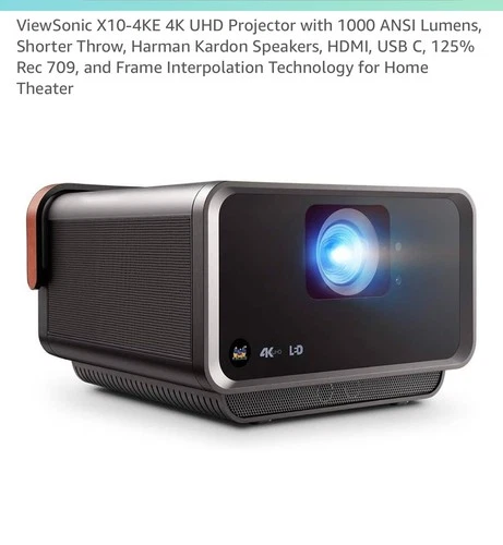 ViewSonic X10-4KE 4K UHD Short Throw Portable Smart LED Projector 