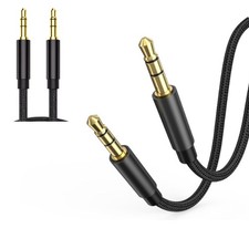 3.5mm AUX Audio Nylon Braided Cord Cable PC iPod Car Phone headphone