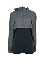 Under Armour Small Men gray black 1/2 zip lightweight hooded wind jacket C45v