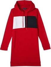 Tommy Hilfiger Women Hooded Sweater Dress, Size M, Red