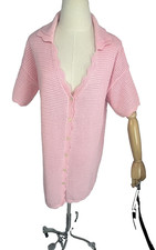 Starfit Pink Cover Up Crochet Open Knit Sweater Dress Womens Small Medium