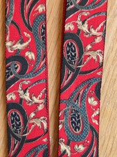 Pelican Red Black Classic Preppy Paisley Suspenders brown Leather trim