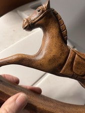 Hand Carved Wooden Rocking Horse Folk Art From 1980s Damage On Tail