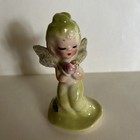 Vintage Josef Originals California Angel in Green Dress & gold stemmed apple