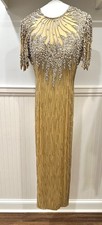 Bob Mackie Vintage Gown gold colored silver beaded size 4. Extremely unique.