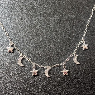 Necklace Chloe + Isabel Moon Stars Charm Celestial Adjustable Chain 15 -18'' Cute