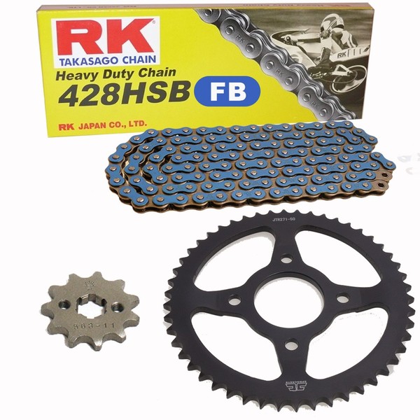 Kettensatz Yamaha YZ 80 LW 94-01 Kette RK FB 428 SB 118 Offen Blau 13/47-image