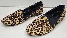 Womens NINE WEST Cheetah Real Fur Slip On Shoes Size 7 M Ladies Ballet Flats