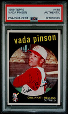 Vada Pinson Autographed 1959 Topps Baseball Cincinnati Reds Card AUTO PSA DNA