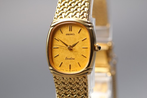 Vintage 1981 [Near MINT] SEIKO EXCELINE 1221-5890 Gold Quartz  Women Watch JAPAN - Picture 1 of 10