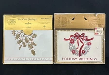 Christmas Cards Lot of 2 Boxes 38 Total Cards Metallic 90s Christmas Cards