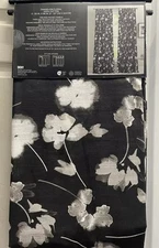 DKNY Dandelion Floral 2 Rod Pocket Window Curtain Panels - Black  NWT - 50 x 96”