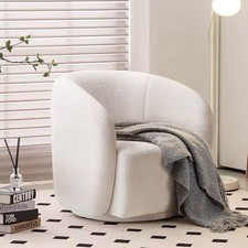 360 Rotation Swivel Tub Chair Boucle Upholstered Single Sofa Living Room Bedroom