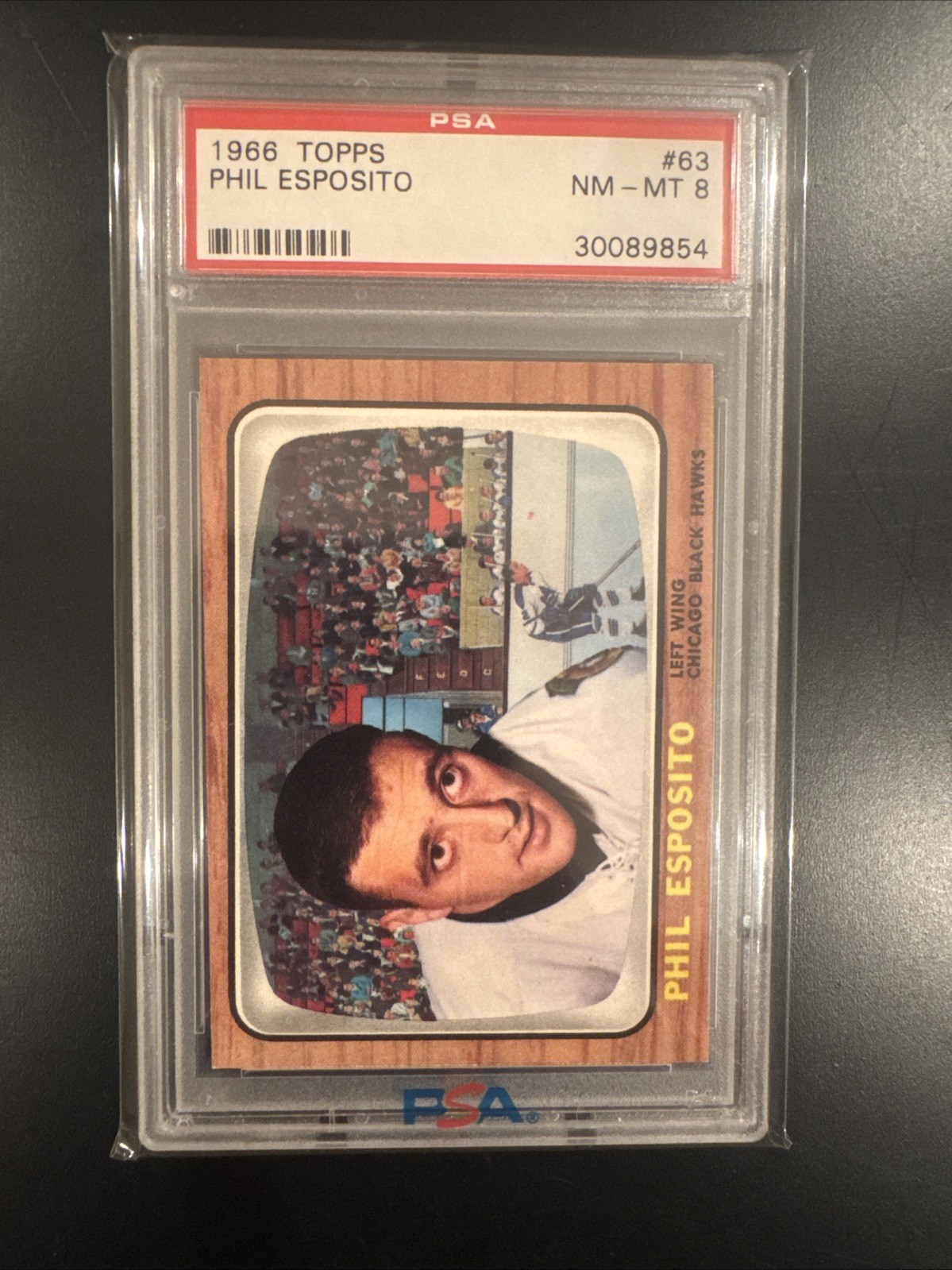 1966 Topps #63 Phil Esposito PSA 8, #30089854 Blackhawks, Bruins