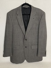 Jos A Bank Blazer 42L Silk Wool Sport Coat Black Brown Gray Houndstooth Check