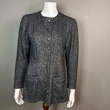 Norma Kamali Blazer Jacket Size 8 Knit Dressy Gray Tailored Career Vintage