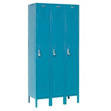 Single Tier Locker 12x18x60 3 Door Unassembled Blue