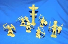 Marx 1950's Fort Apache vintage indians plus totem 6 figures 54mm