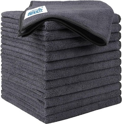 HOMEXCEL Grau Mikrofasertücher 12er Pack, Fusselfrei, Waschbar 32 x 32 cm