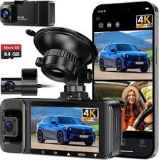 4k Dash Cam Front and Rear Inside, 3 Channel Dash Camera for Cars, APP Control,