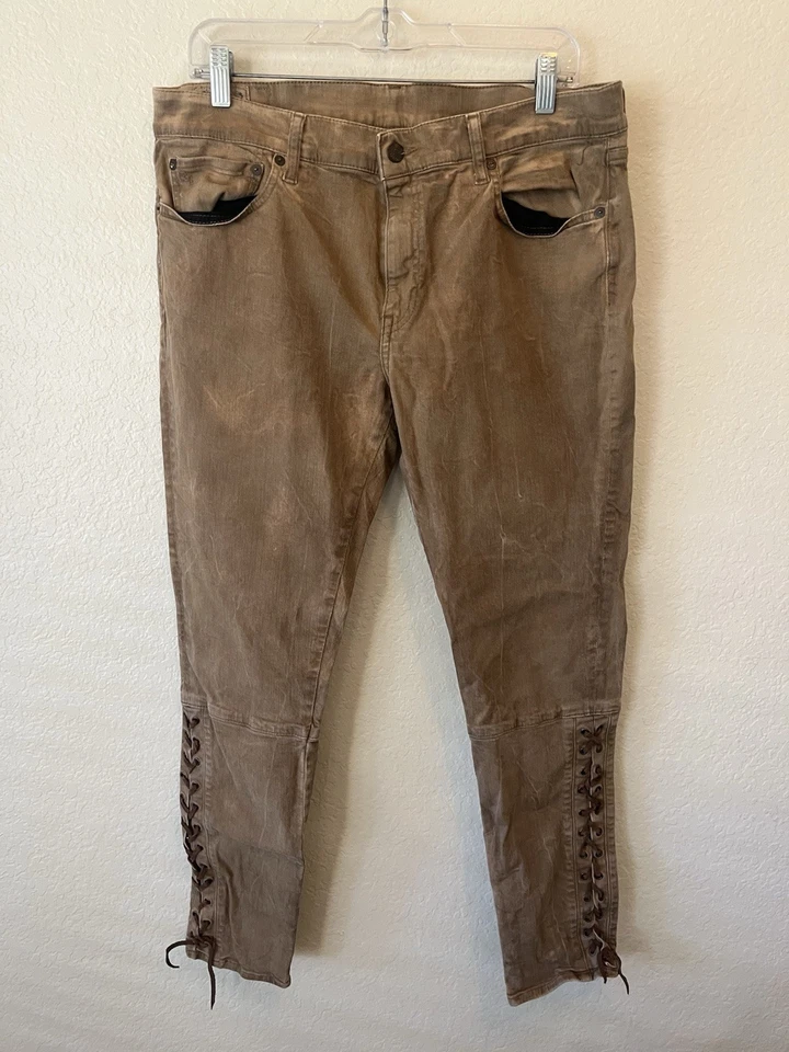 Polo Ralph Lauren Vintage Style Western Cowboy Lace Up Skinny Jeans Women’s 31 - Image 2 of 4