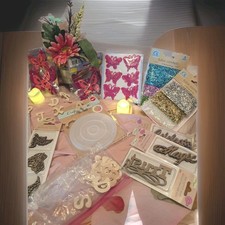 Scrapbooking Embellishments Lot Wood  Plastic Shapes Stickers Confetti