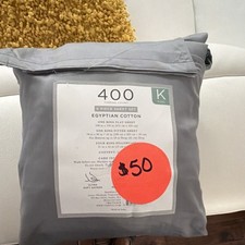 Costco 400 Thread Count Egyptian Cotton King Sheet Set Gray Ultra Soft Sateen