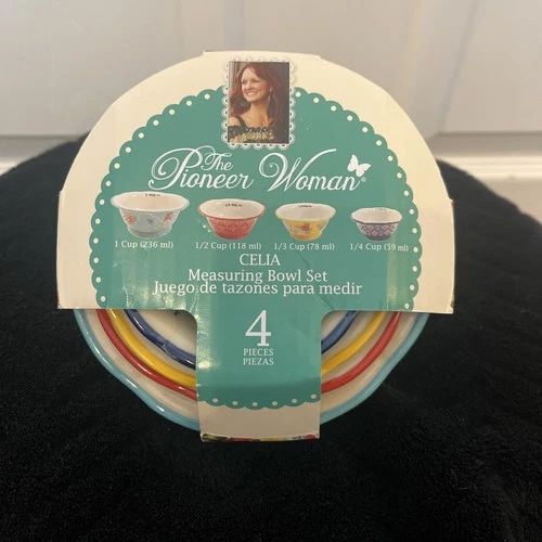 ​Pioneer Woman Measuring Cups Bowls Stoneware Set  Celia Floral Discontinued New
