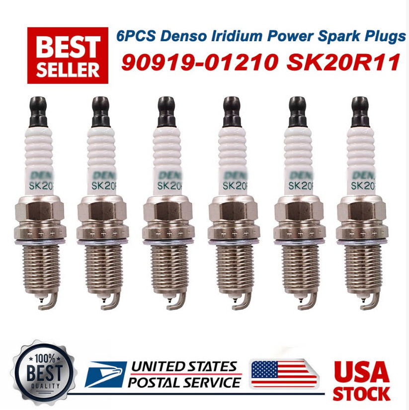 6PCS Genuine DENSO Iridium Spark Plugs OEM 90919-01210 SK20R11 3297 for Toyota