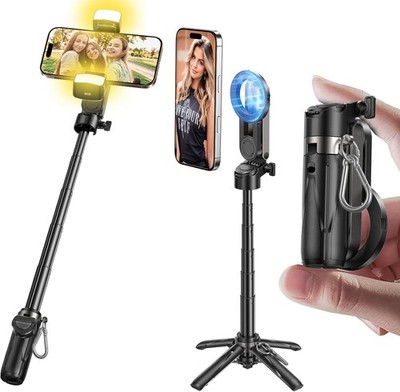 MAGICJOHN Portable Smartphone Tripod with Fill Light and Bluetooth RemoteControl