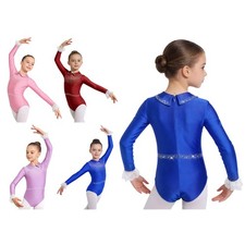 Girls Unitard Shiny Rhinestones Leotard Figure Bodysuit Gymnastics Jumpsuit