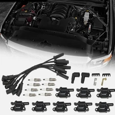 Square Ignition Coil & Spark Plug Wire For Chevy GMC 4.8L 5.3L 6.0L 8.1L Pack 8