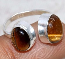 Tiger Eye 925 Silver Plated Ring US FreeSize Bridesmaid Gift MJ