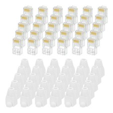 60pcs Cat6 RJ45 Pass Through Connectors with 60pcs Blue Strain Relief Boots