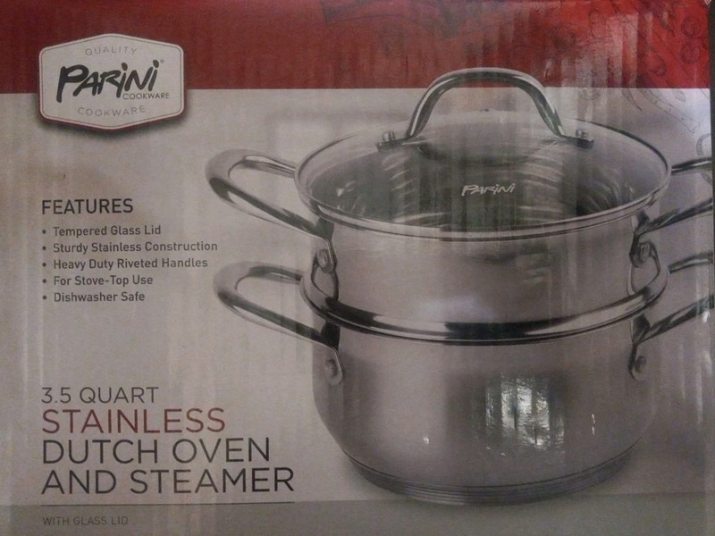 New Parini 3.5 Quart Stainless Steel Dutch Oven and Steamer