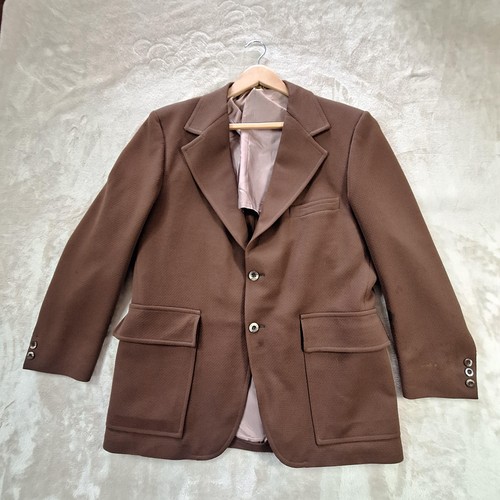 Vintage Anderson-Little Blazer Mens Large Brown Patch Pockets Textured 70s