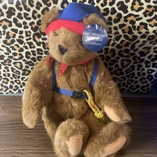 THE  Vermont Teddy Bear Company Brown Bear Hat Backpack Bandanna Rope 1998