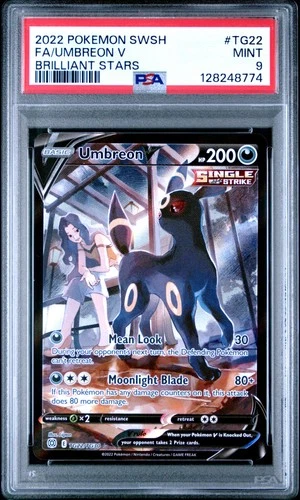2022 POKEMON SWORD & SHIELD BRILLIANT STARS #TG22 FULL ART/UMBREON V PSA 9