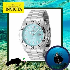 INVICTA 44715 43mm Pro Diver Watch Aqua Blue Dial Date 100m Water-Resistant NIB