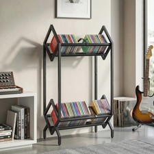50 CD Storage Rack, 2-Tier Metal CD Storage Unit, Black, Refurbished
