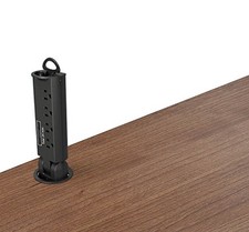 OfficeSource 4-Outlet 2-USB Pull Out Table Desk Power Grommet OSF1000BLK - NEW