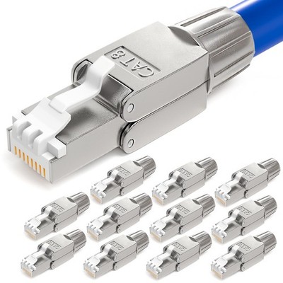 12x CAT 8 RJ45 Stecker Netzwerkstecker für starre LAN Kabel Verlegekabel
