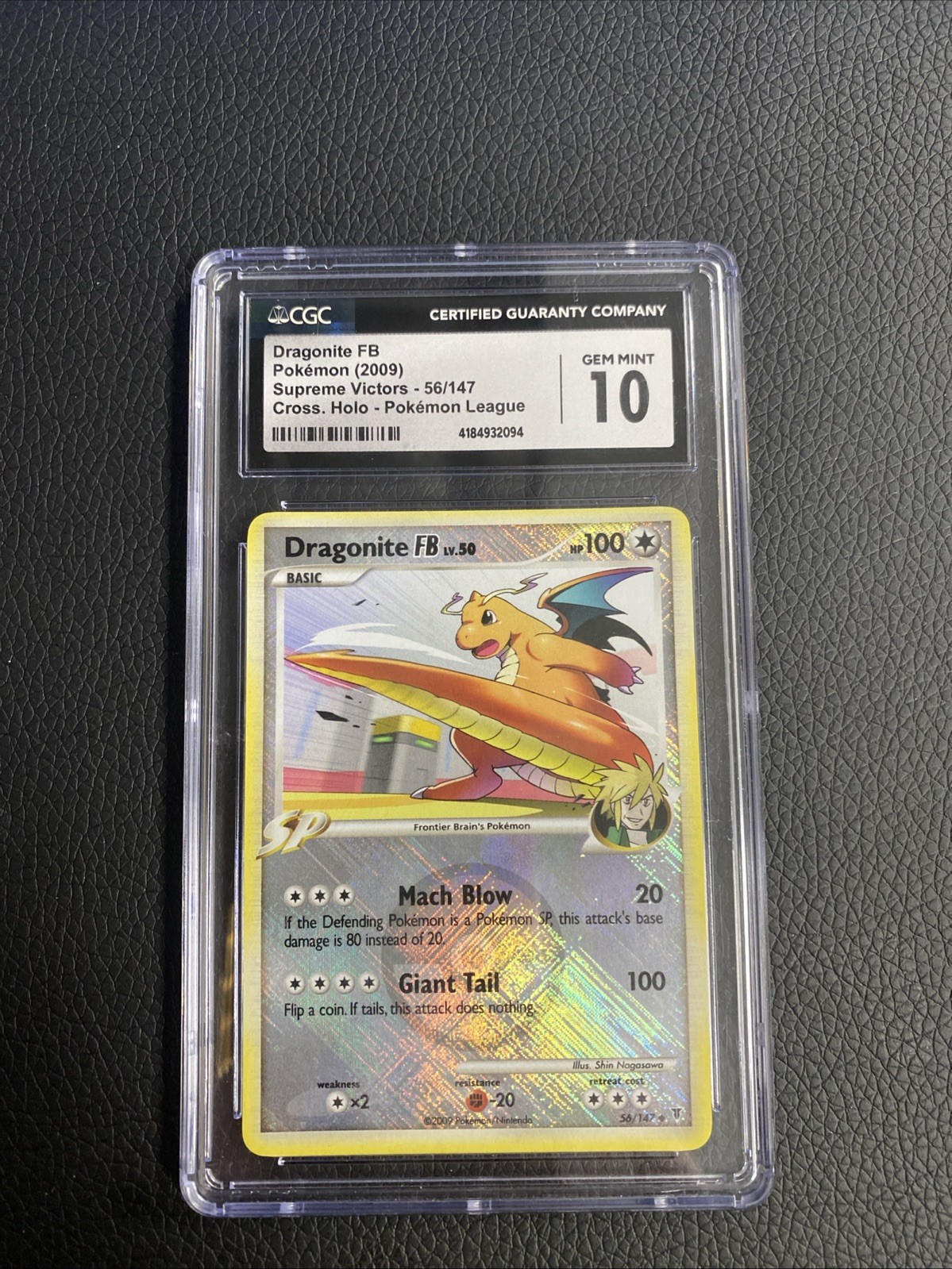 Pokemon 2009 Dragonite FB Crosshatch Holo Pokémon League 56/147 CGC Gem Mint 10