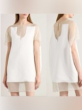New KHAITE Winona paneled crepe and chiffon mini dress $2,200 M