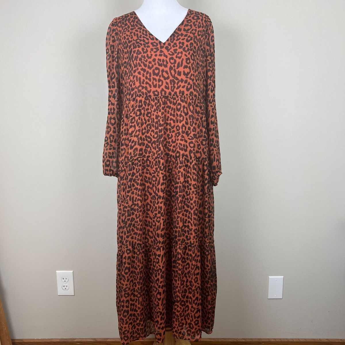 loft brown maxi dress Womens 10 Black Tiered Leopard Print Sheer Long Sleeve New Web Collection: Maternity Clothing 100% Polyester This is the biggest Color:White Blue Floral