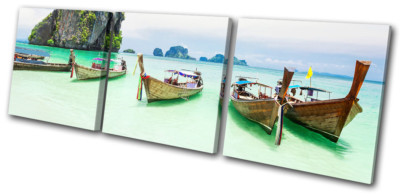 Beach Ocean Boat Paradise Sunset Seascape TREBLE Leinwand Kunst Bild drucken