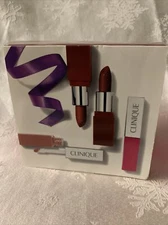 Clinique 4 pcs Pop Lip Colour Gift Set 2 lipstick + 2 lip gloss NIB