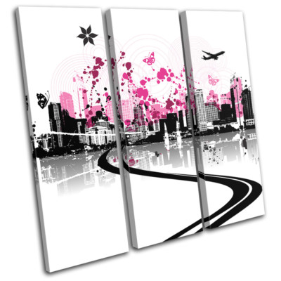 Abstract Floral Vector City TREBLE Leinwand Kunst Bild drucken