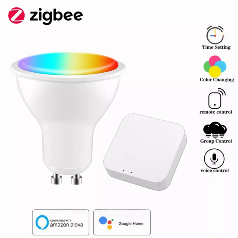 Tuya ZigBee GU10 Smart LED Light Bulbs RGB Spotlight Smart Home For Alexa Echo
